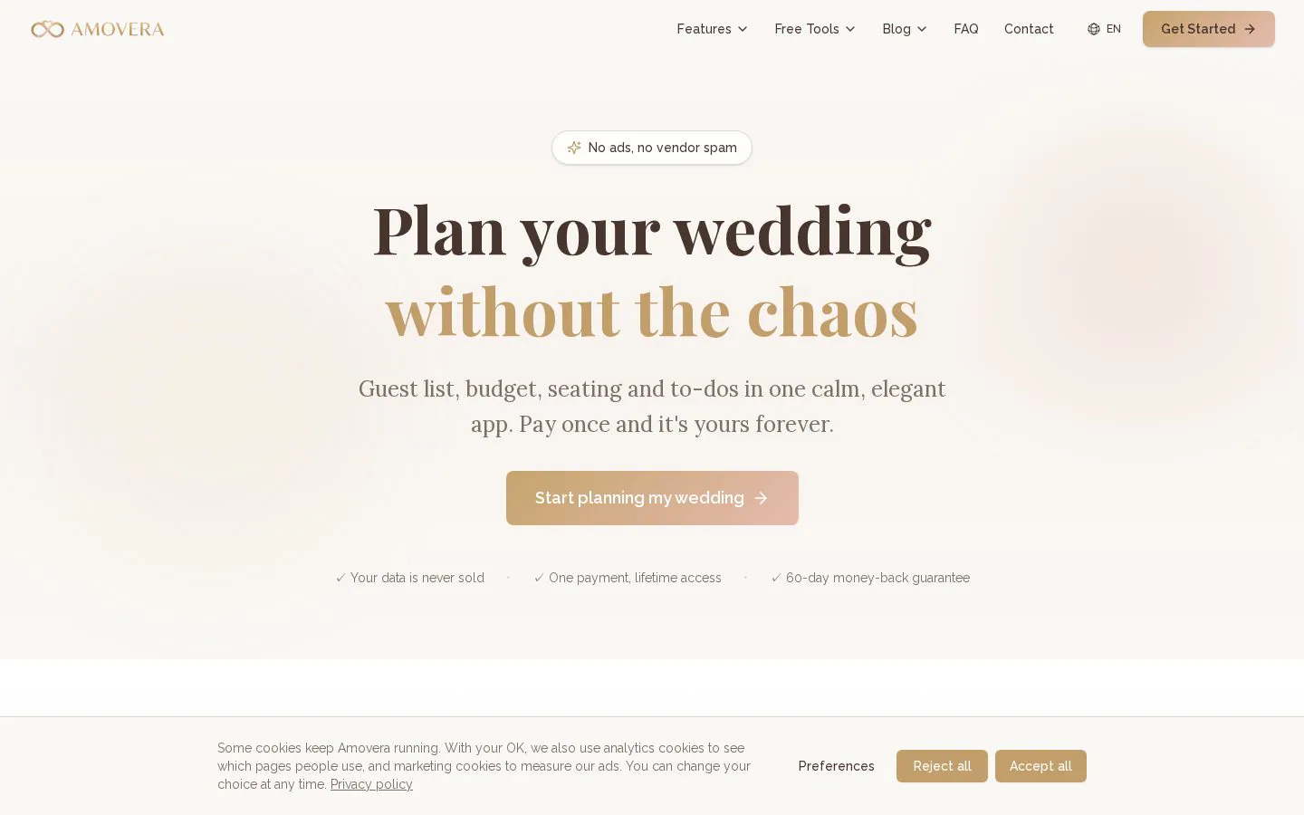 Amovera website homepage