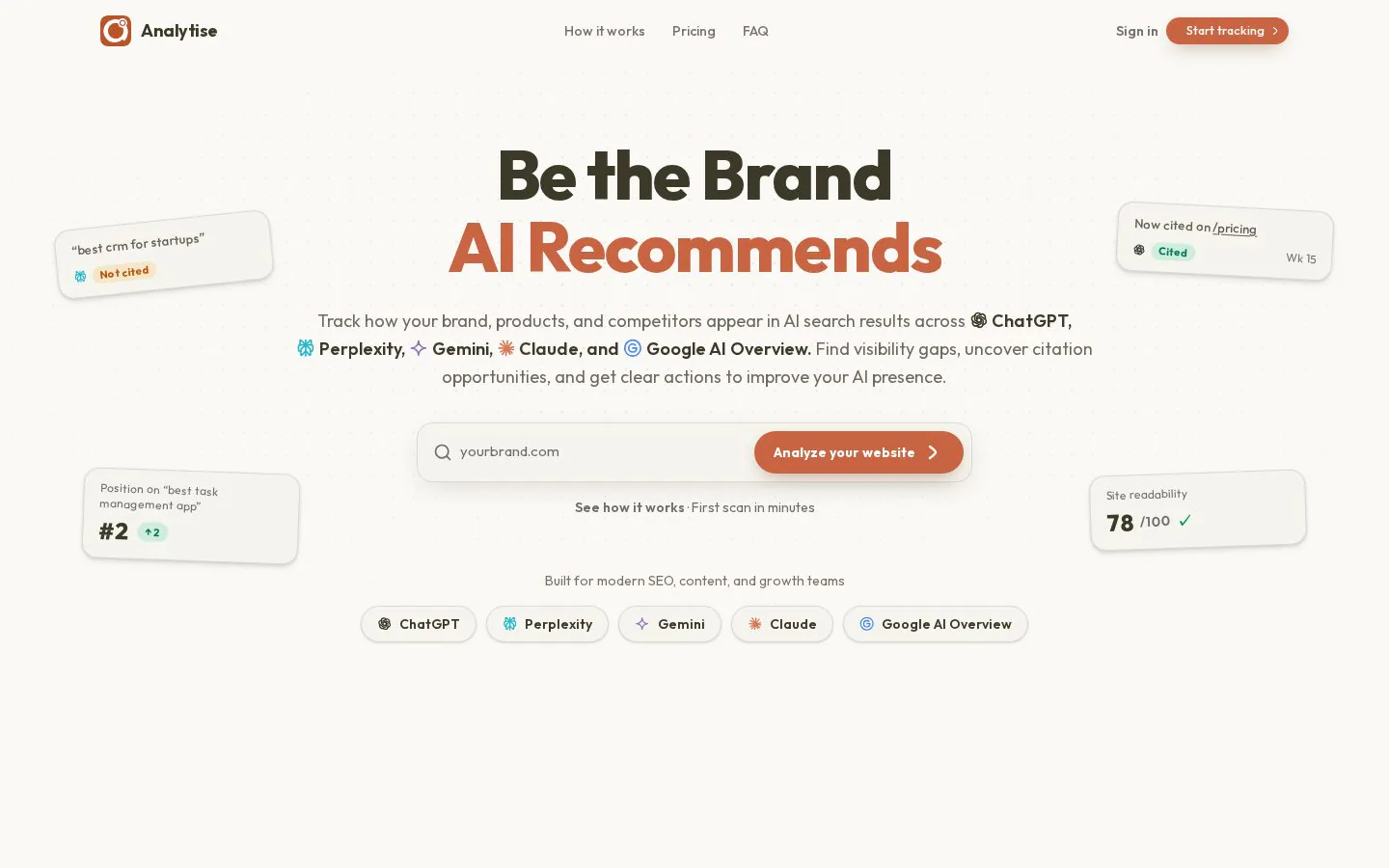 Analytise website homepage