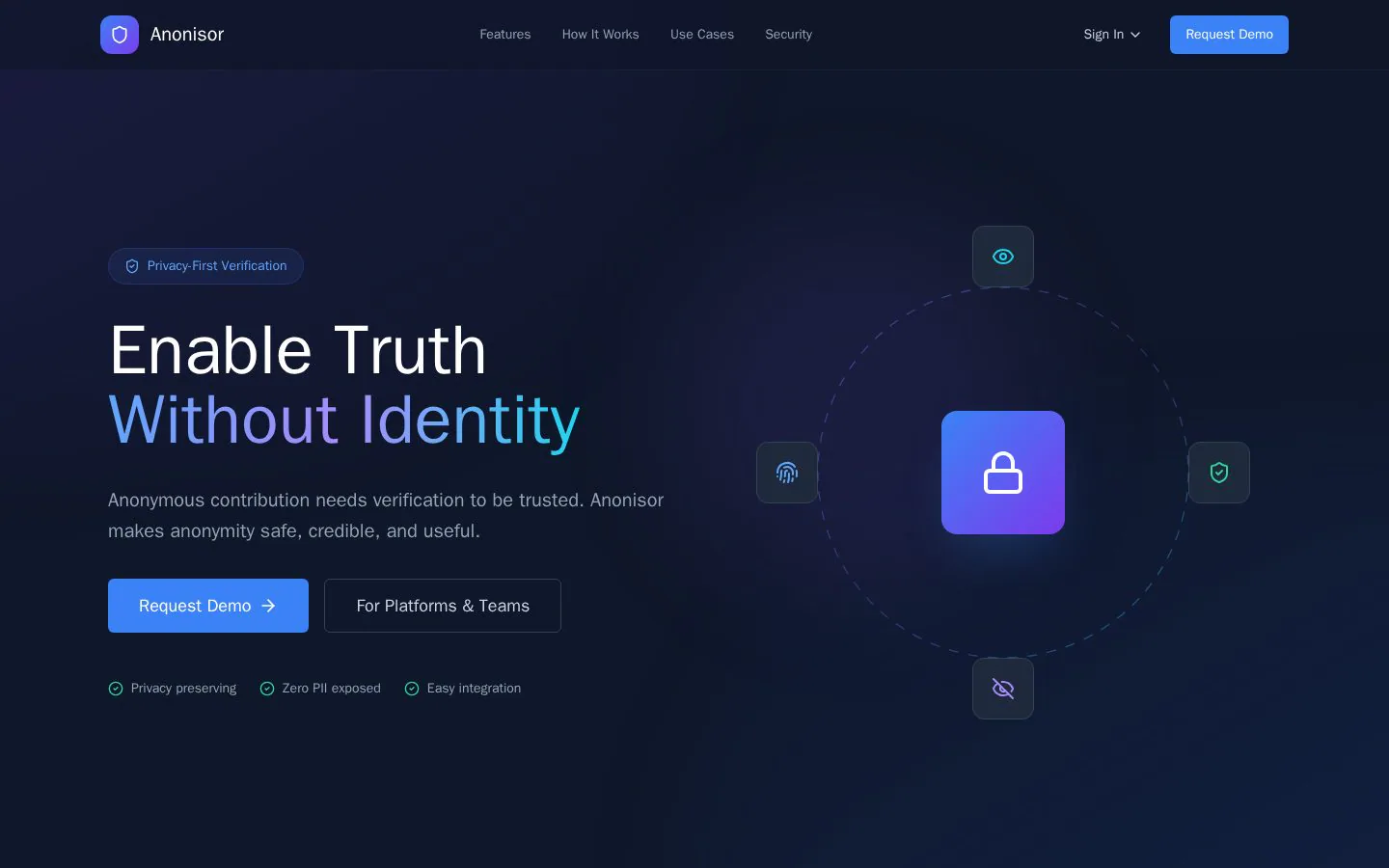 Anonisor website homepage