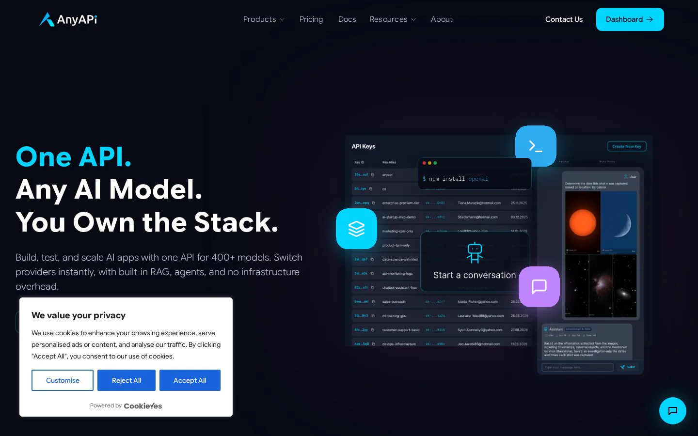 AnyApiAI website homepage
