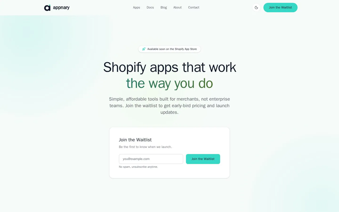 Homepage of appnary.com