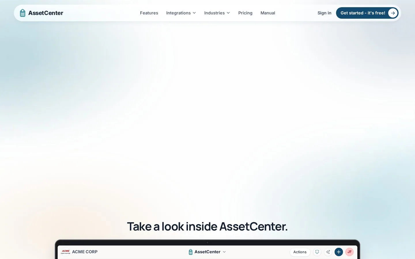 AssetCenter website homepage