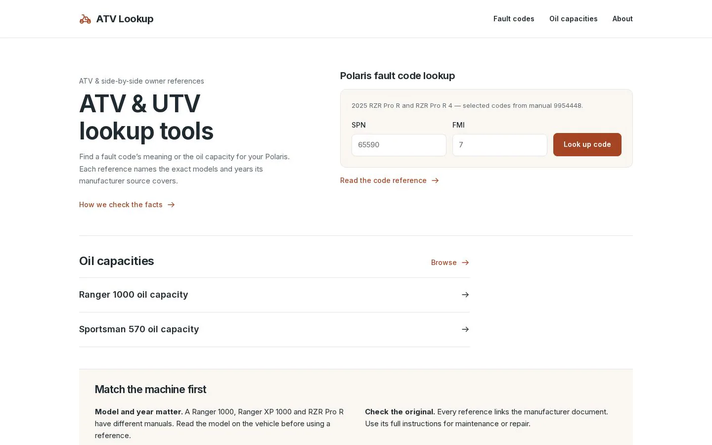 ATV Lookup product screenshot