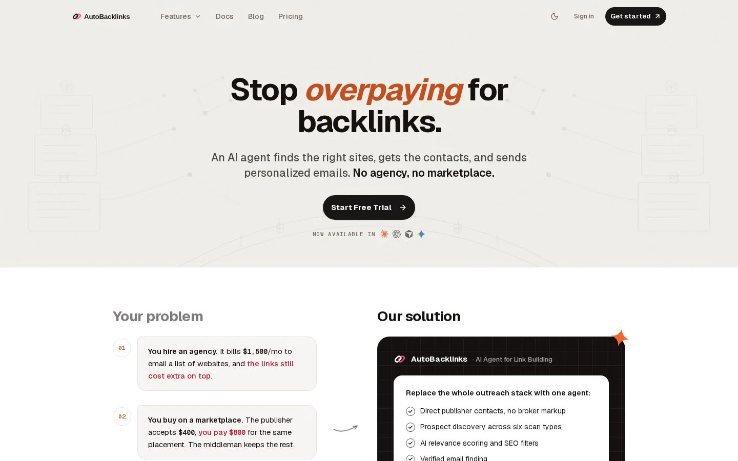 AutoBacklinks website homepage