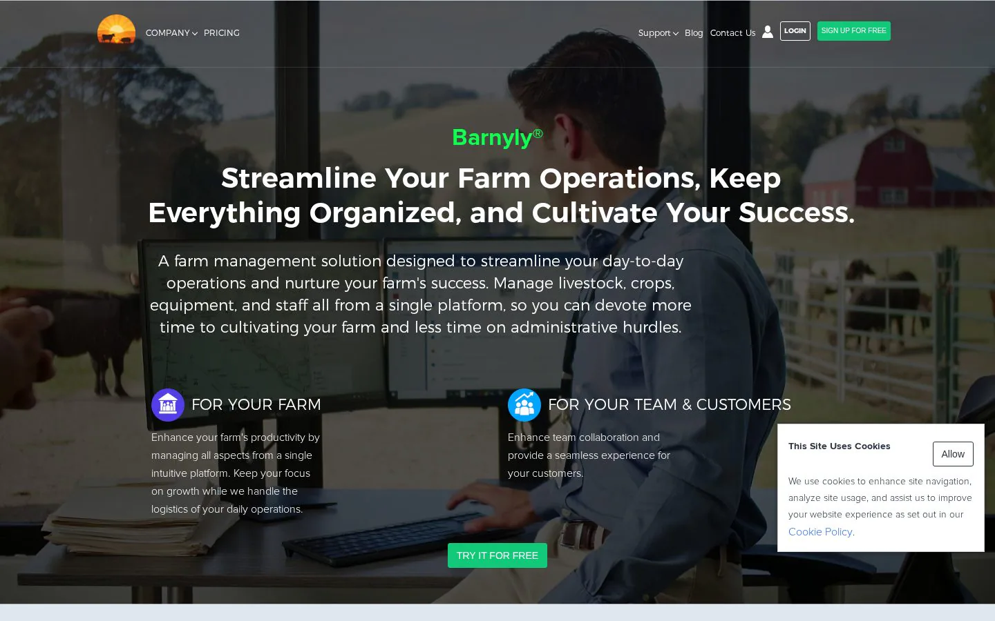 Barnyly website homepage