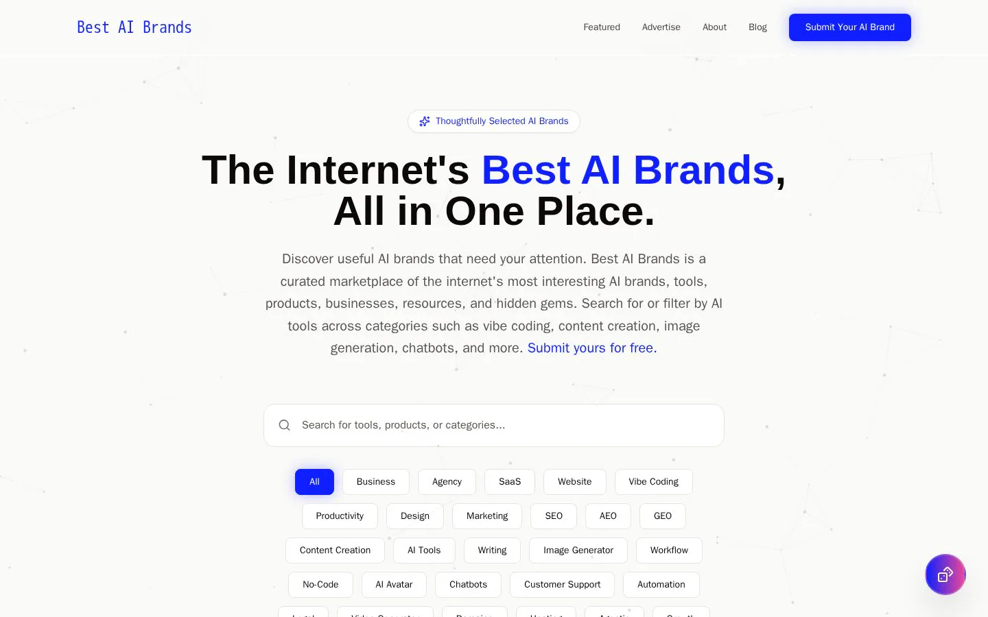 Best AI Brands website homepage