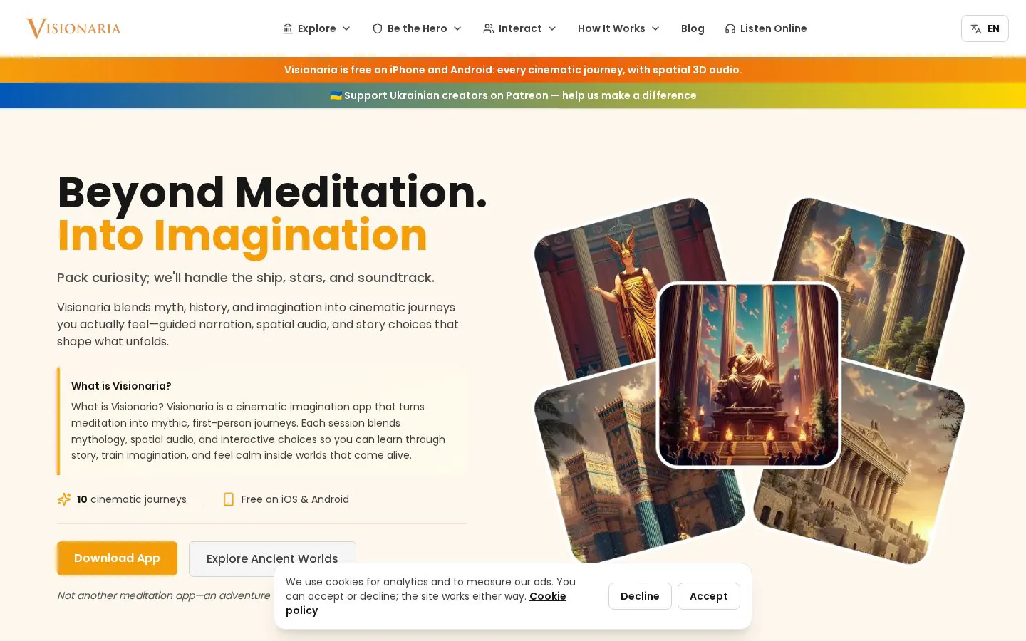 Homepage of visionariaapp.com