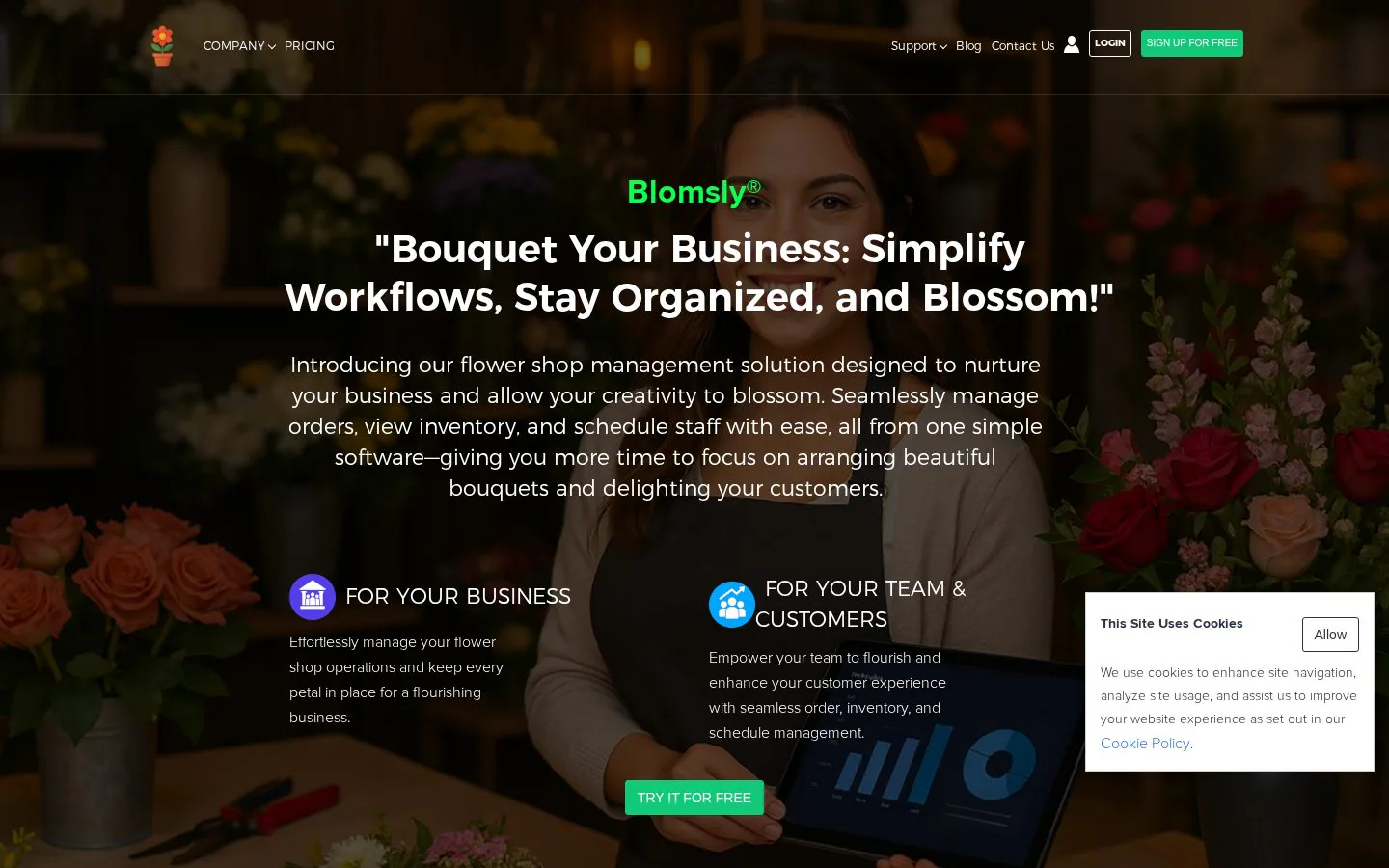 Blomsly website homepage