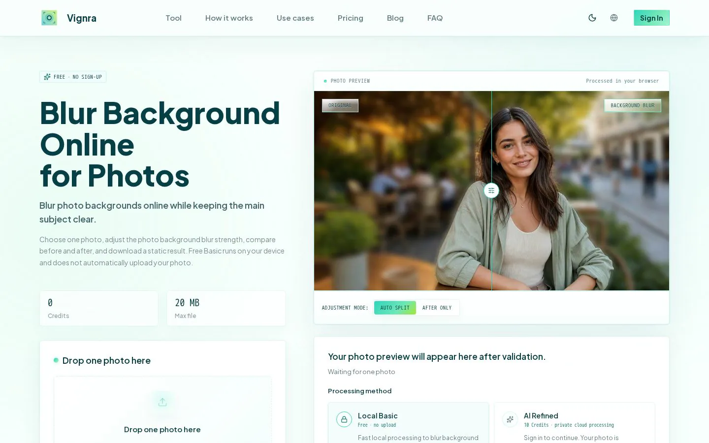 Blur Background Online website homepage