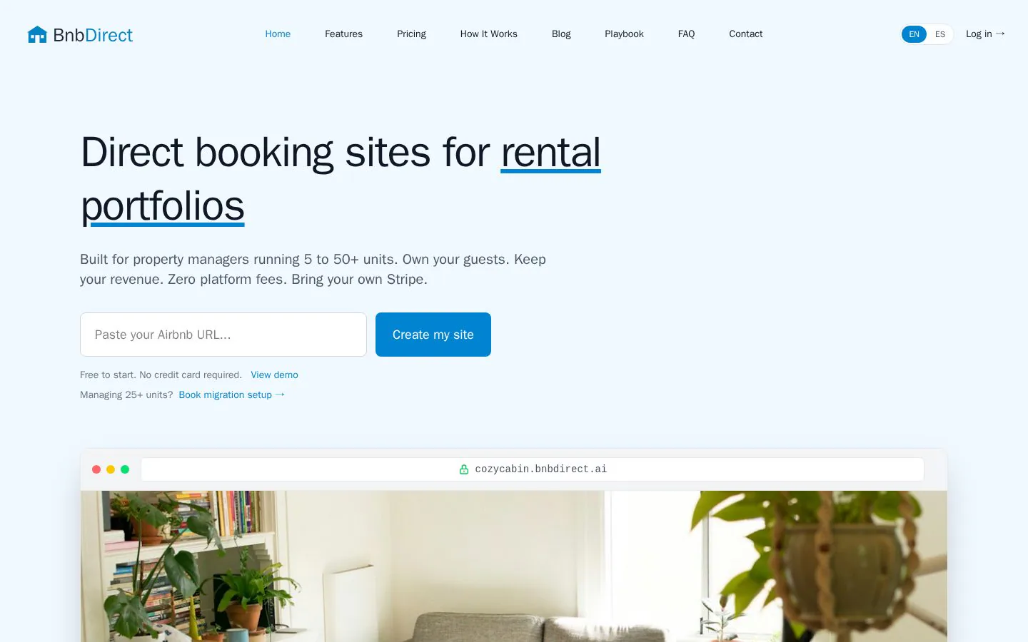 BnbDirect website homepage