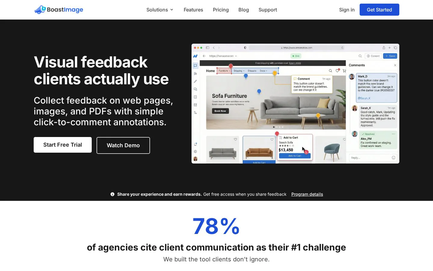 Boast Image website homepage