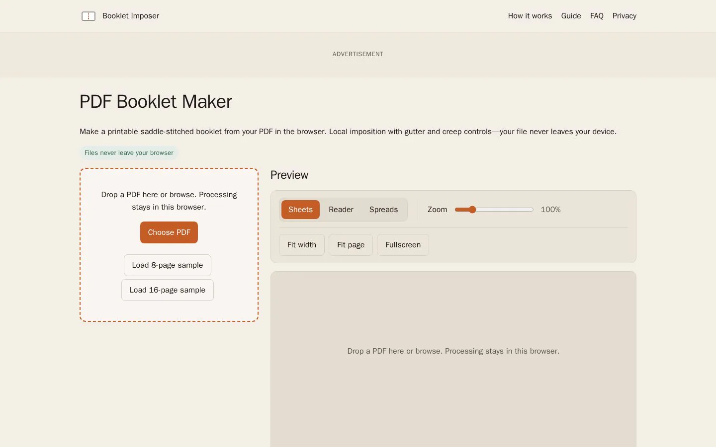 Homepage of bookletimposer.com