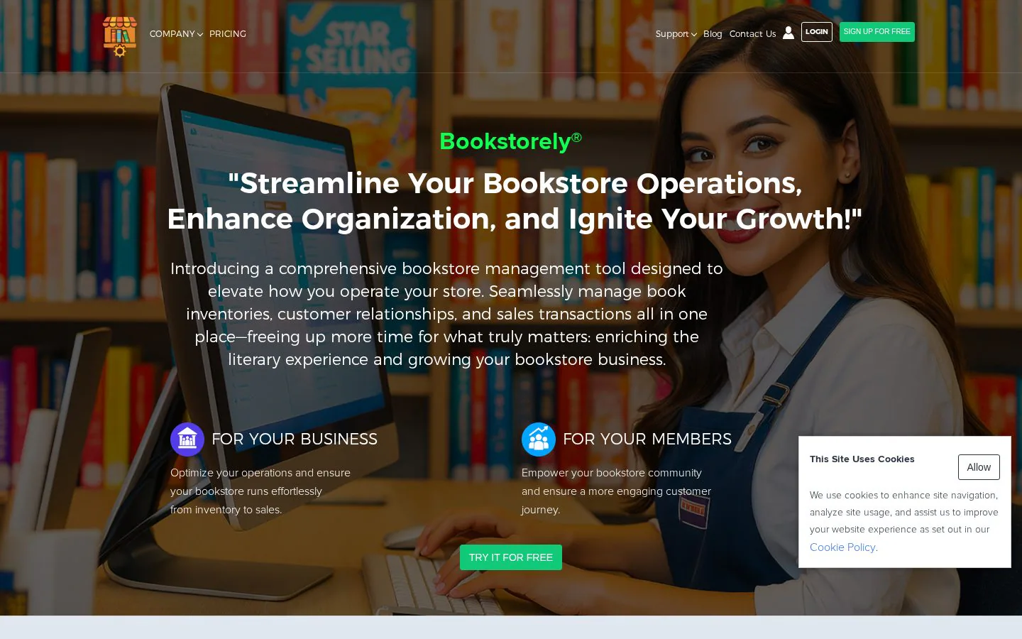 Bookstorely website homepage
