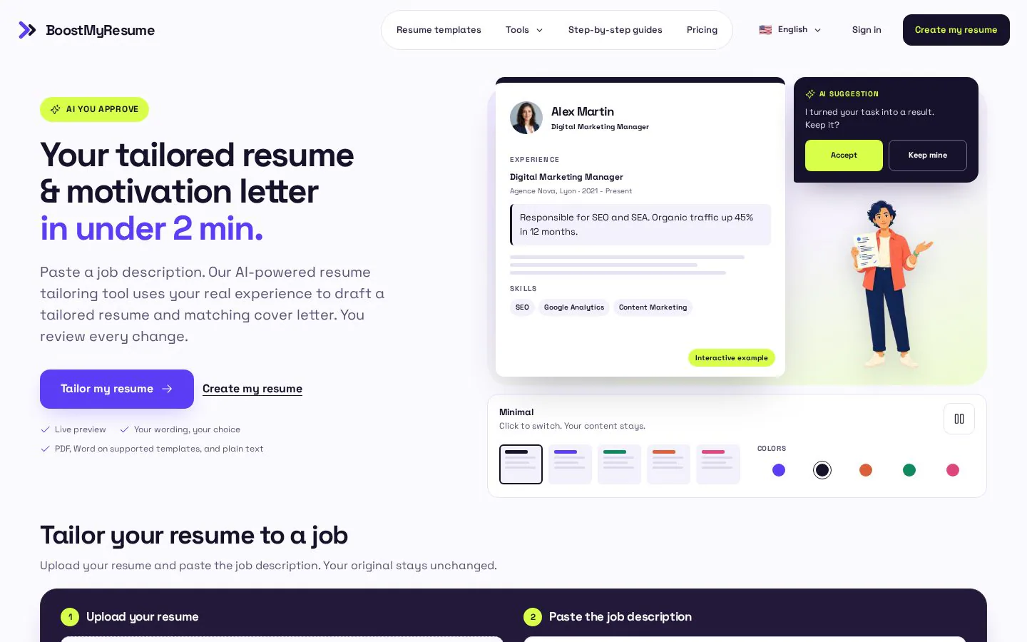 Boost My Resume website homepage
