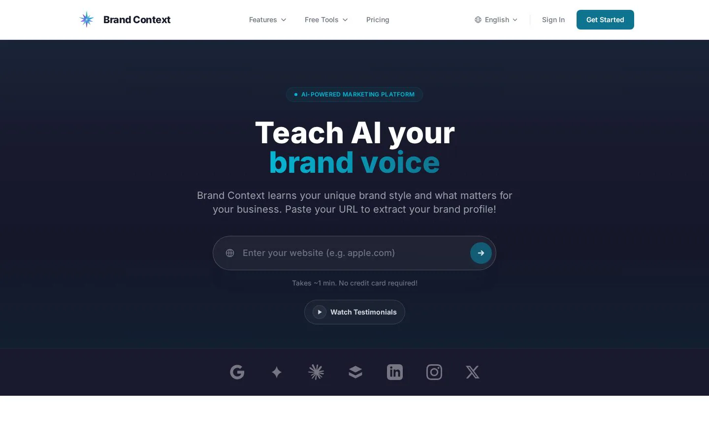 Brand Context website homepage