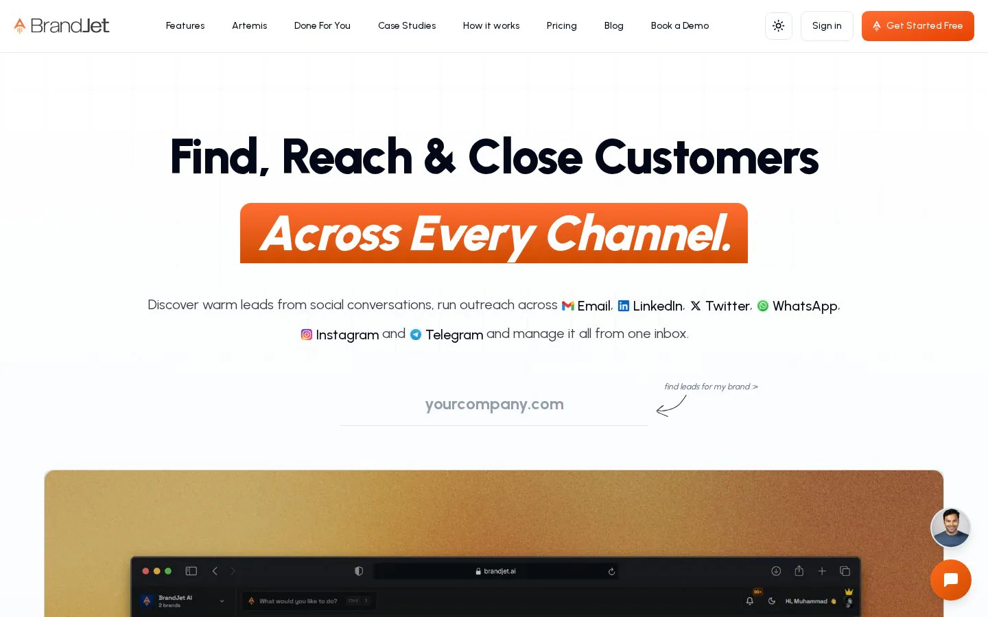 BrandJet AI website homepage
