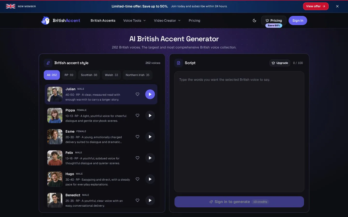 The title British Accent Generator