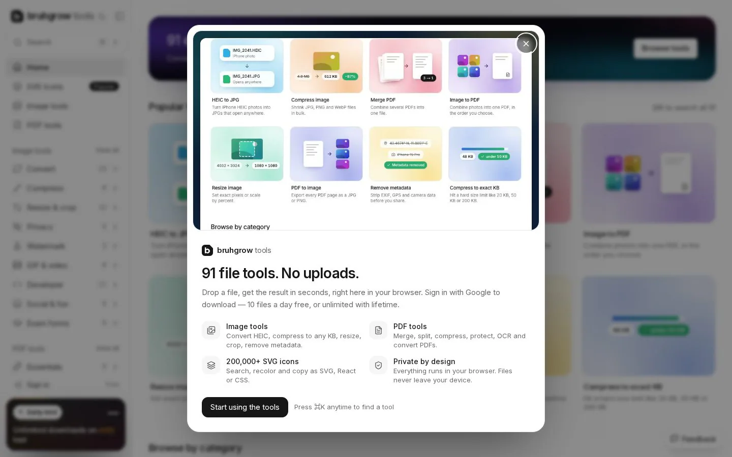 BruhGrow Tools website homepage