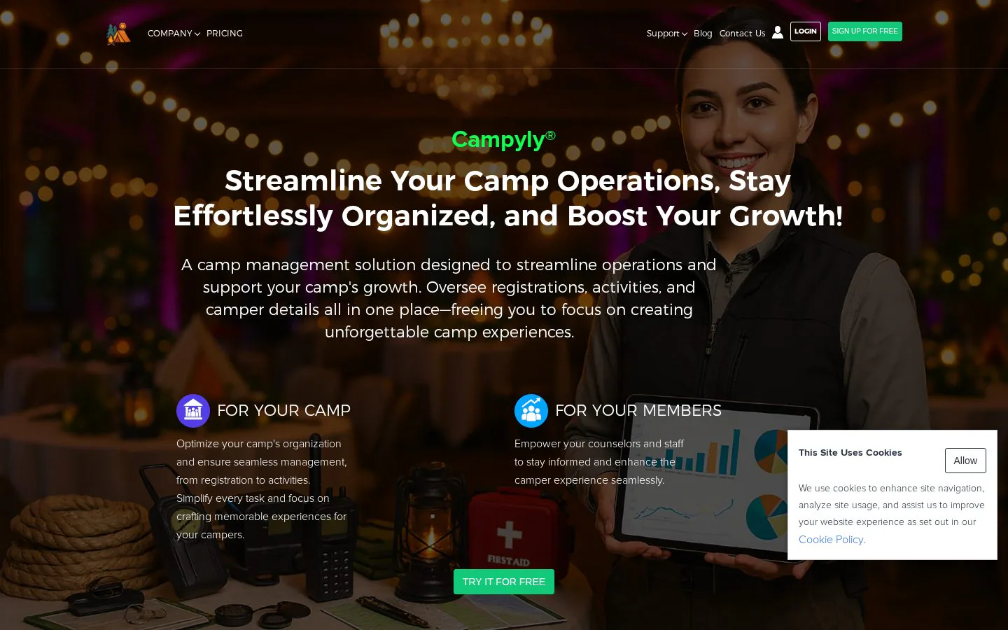 Campyly website homepage