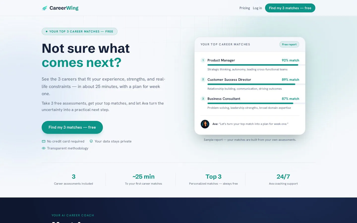 CareerWing website homepage