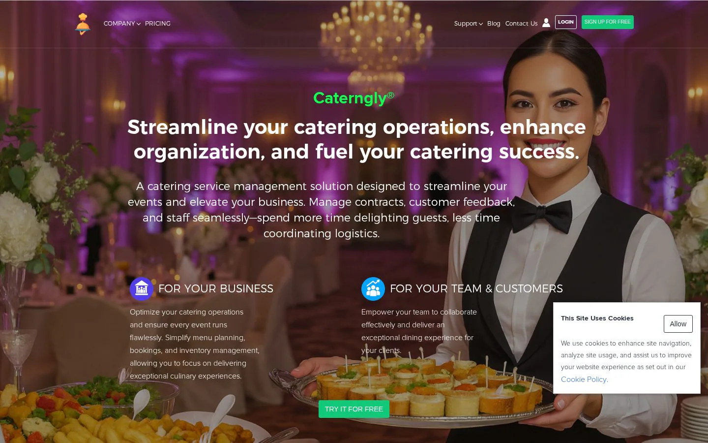 Caterngly website homepage