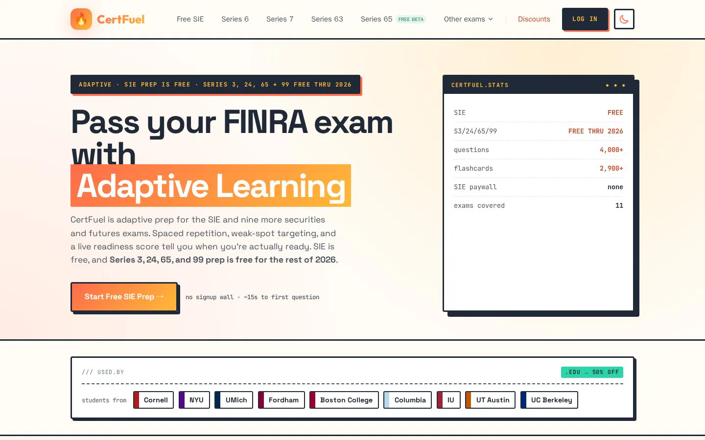 CertFuel website homepage
