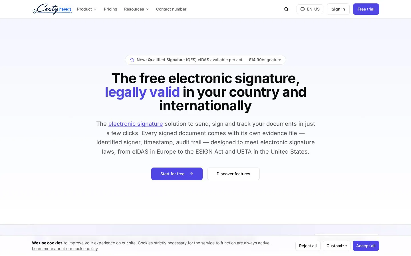 Certyneo website homepage