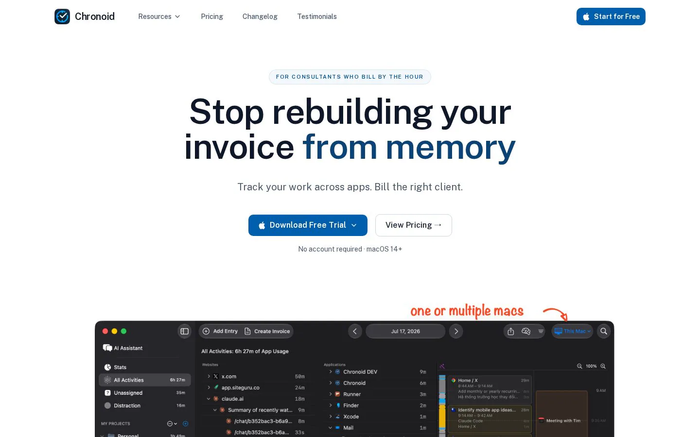 Chronoid website homepage