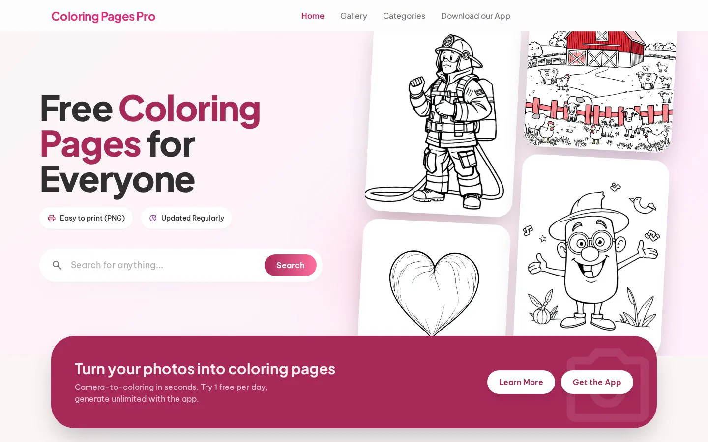 Coloring Pages Pro website homepage