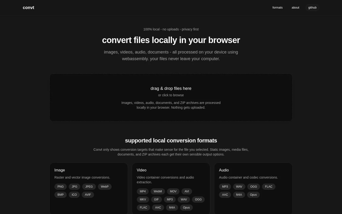 Convt website homepage