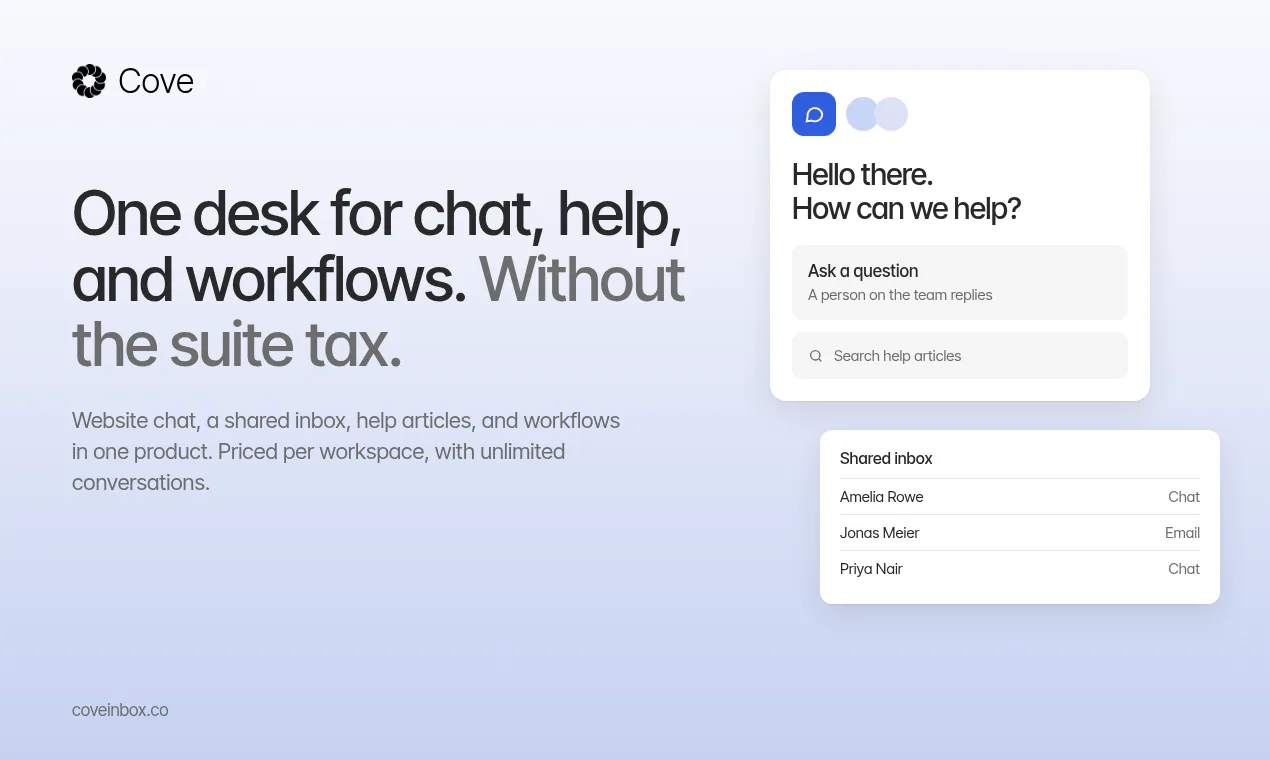 A website website with a list of options.