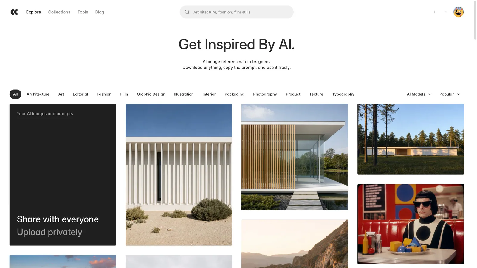 A web page with a title that says "Get Inspired By Al".