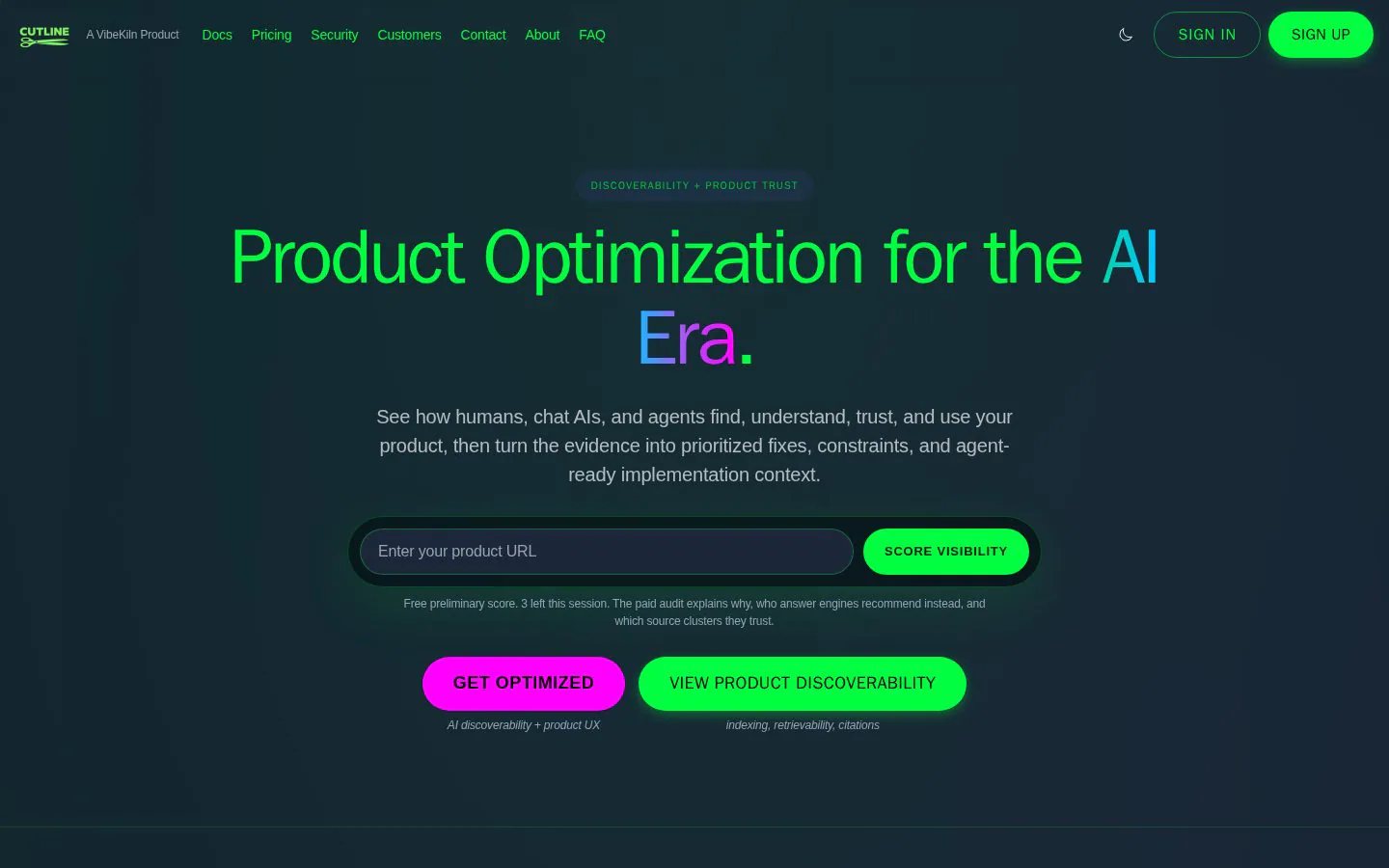 Cutline website homepage