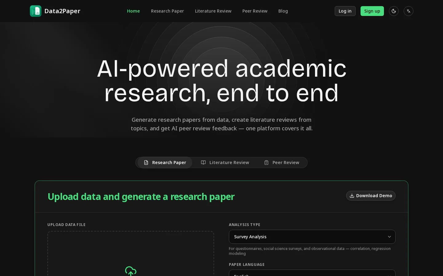 Data2Paper website homepage