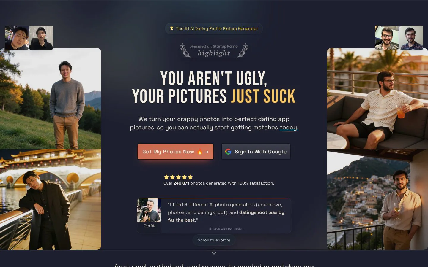 DatingShoot website homepage