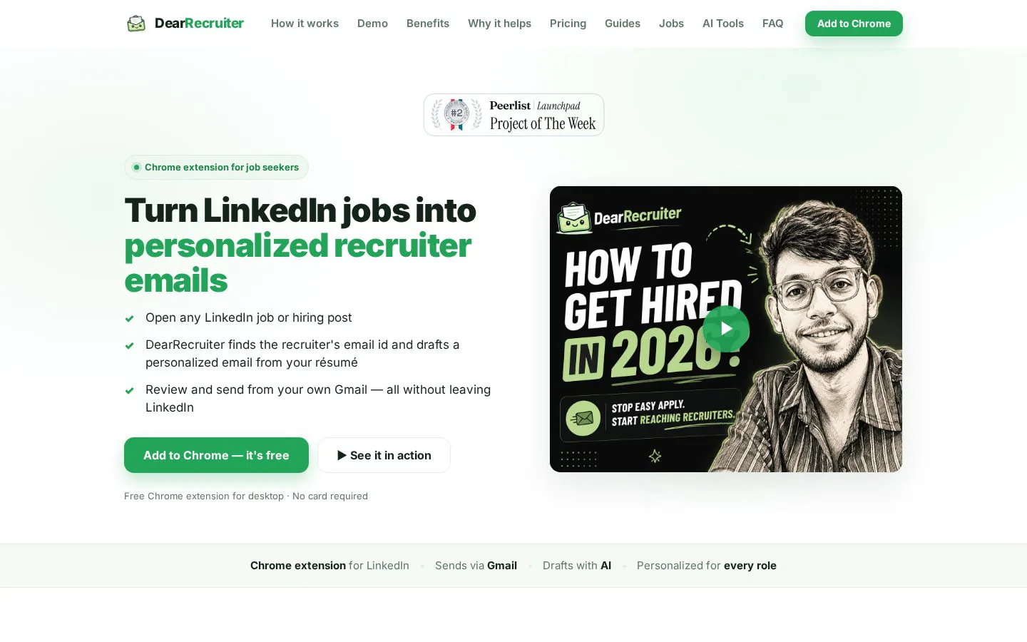 DearRecruiter website homepage
