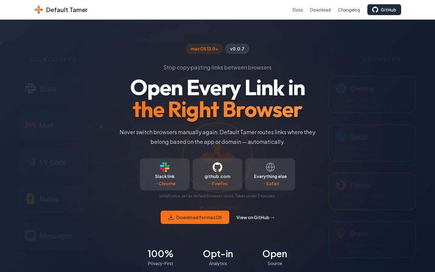 Default Tamer website homepage