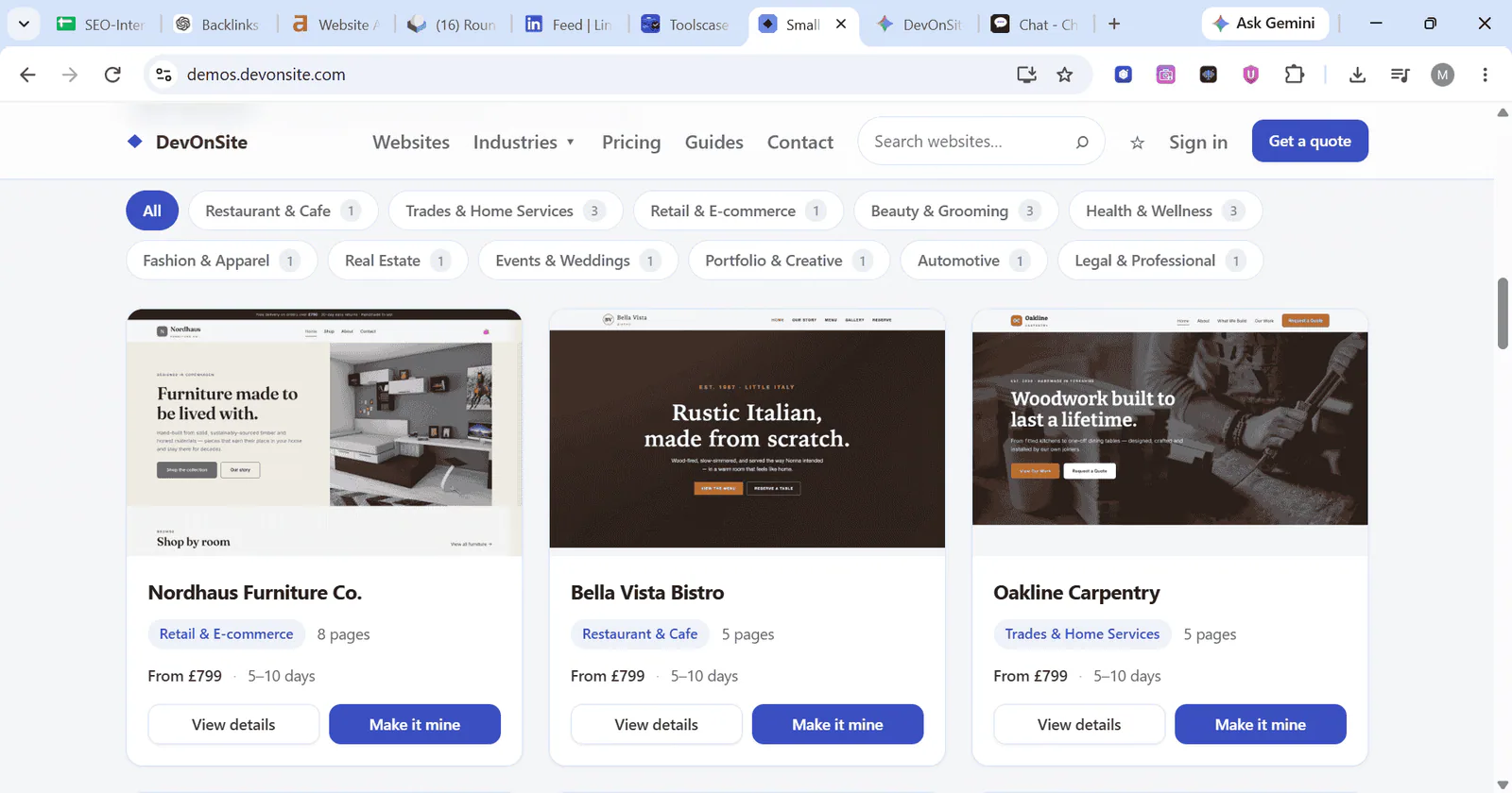 Website Demo projects