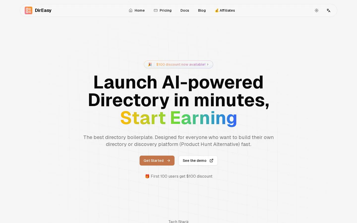DirEasy website homepage