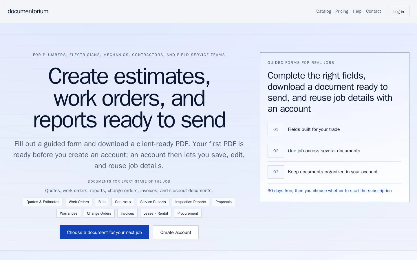 Documentorium website homepage