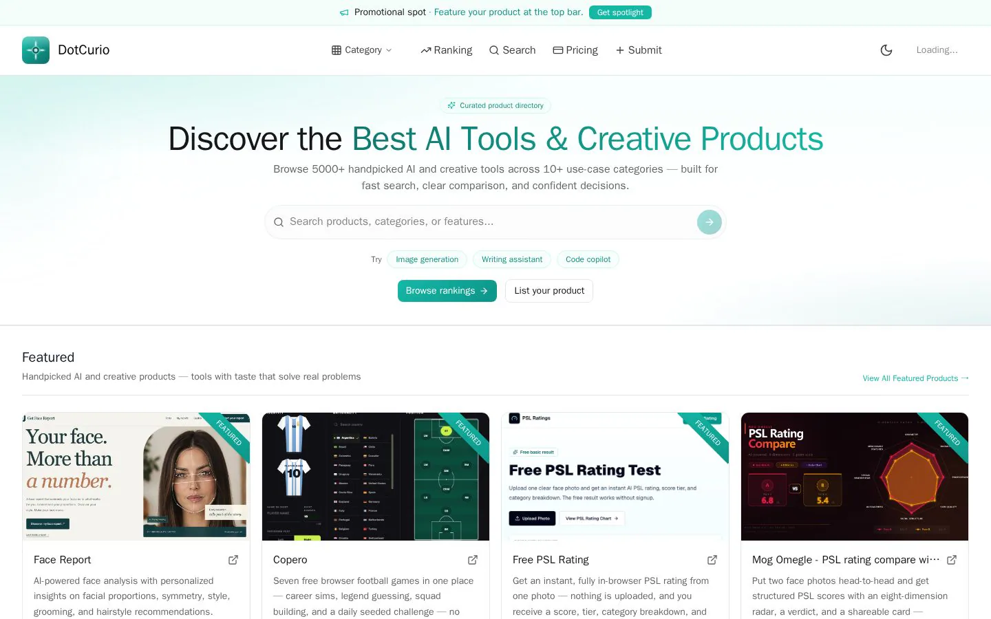Homepage of dotcurio.com