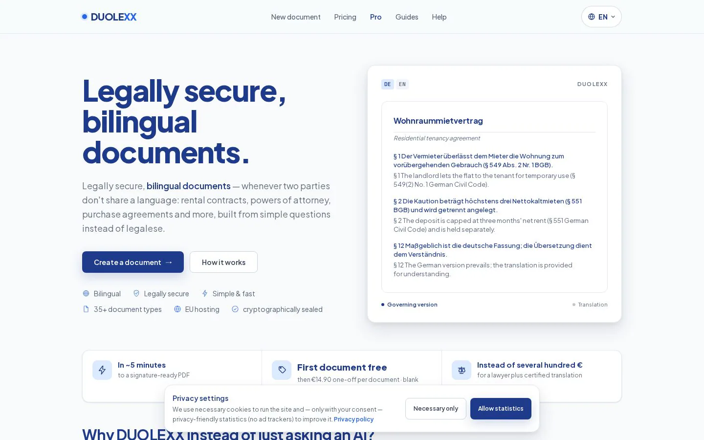 Homepage of duolexx.com