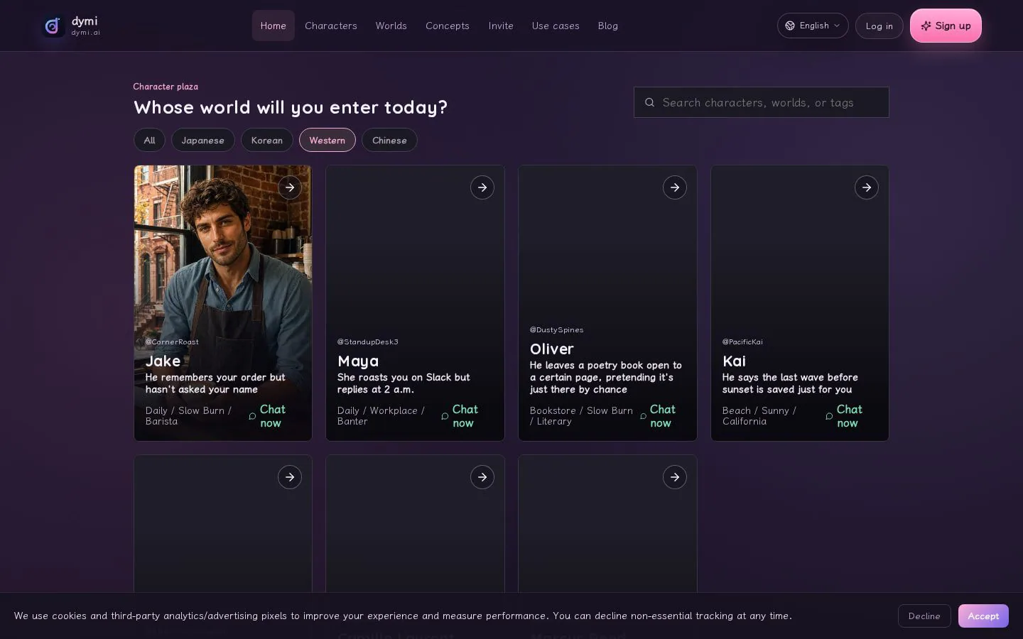 Homepage of dymi.ai