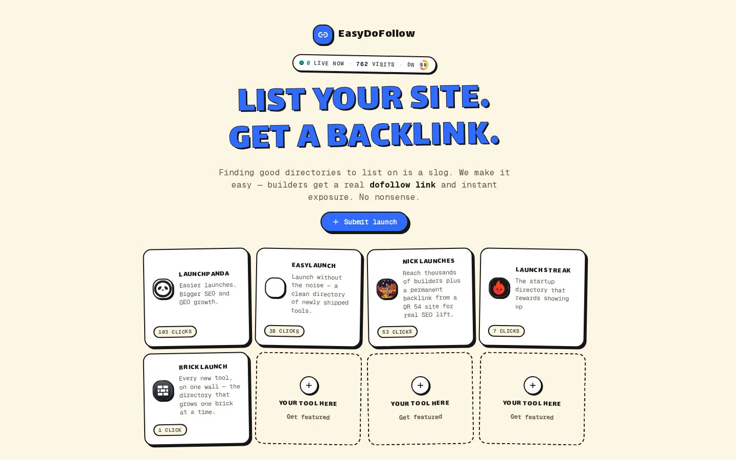 Easydofollow website homepage