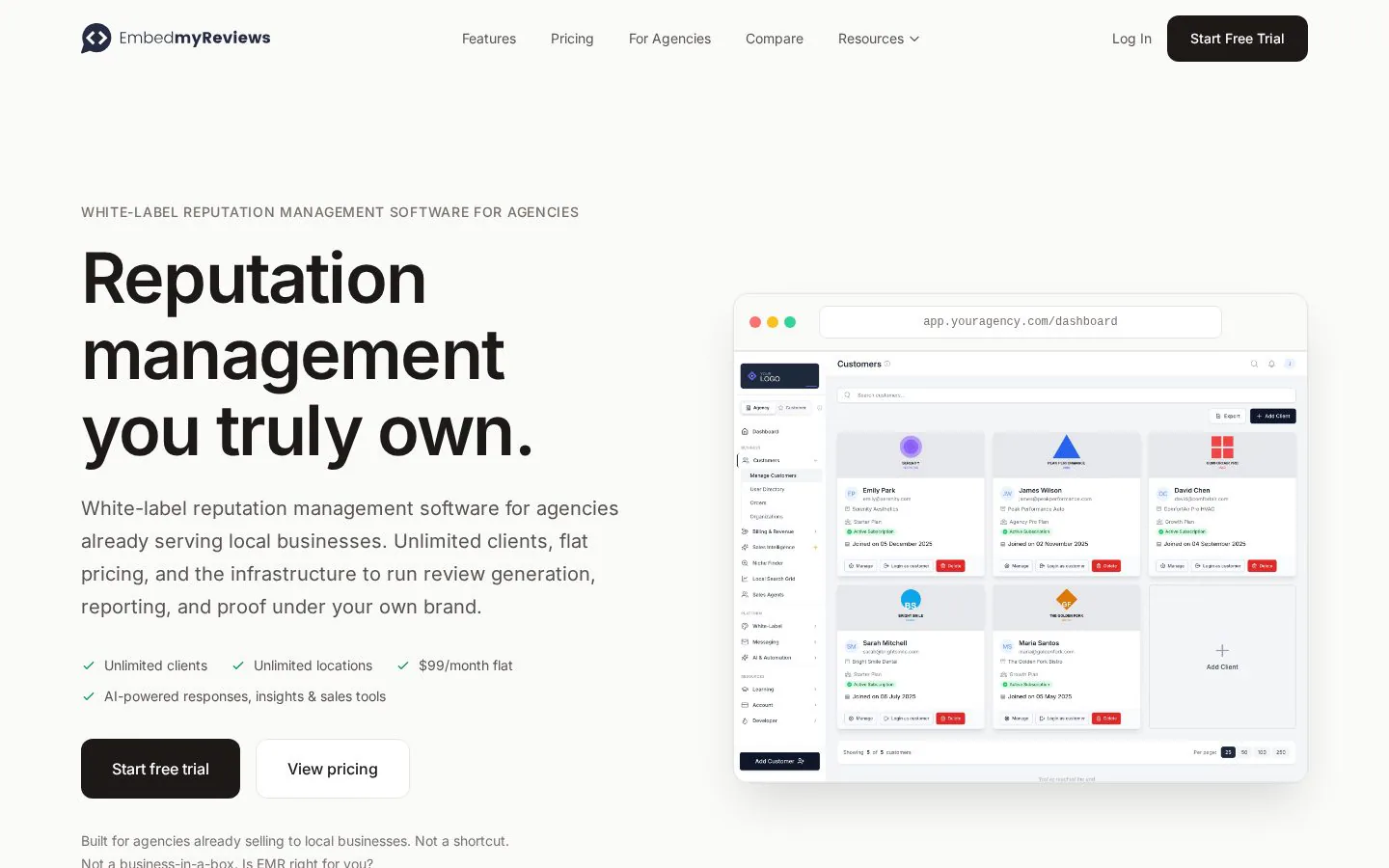 EmbedMyReviews website homepage