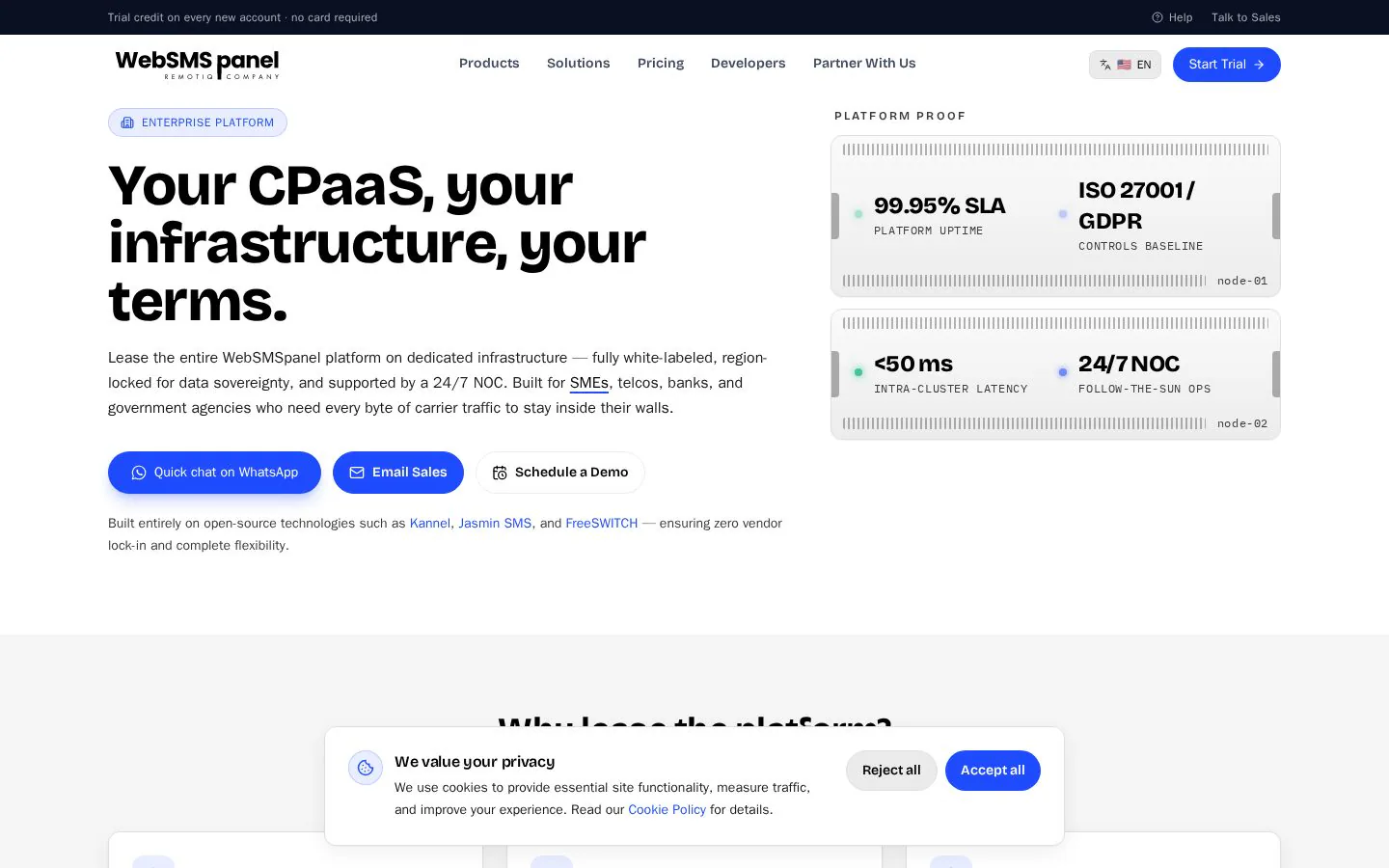 Enterprise Platform website homepage