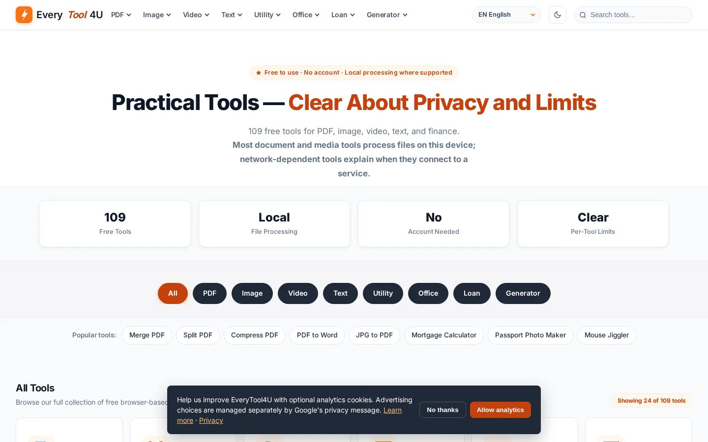 EveryTool4U website homepage