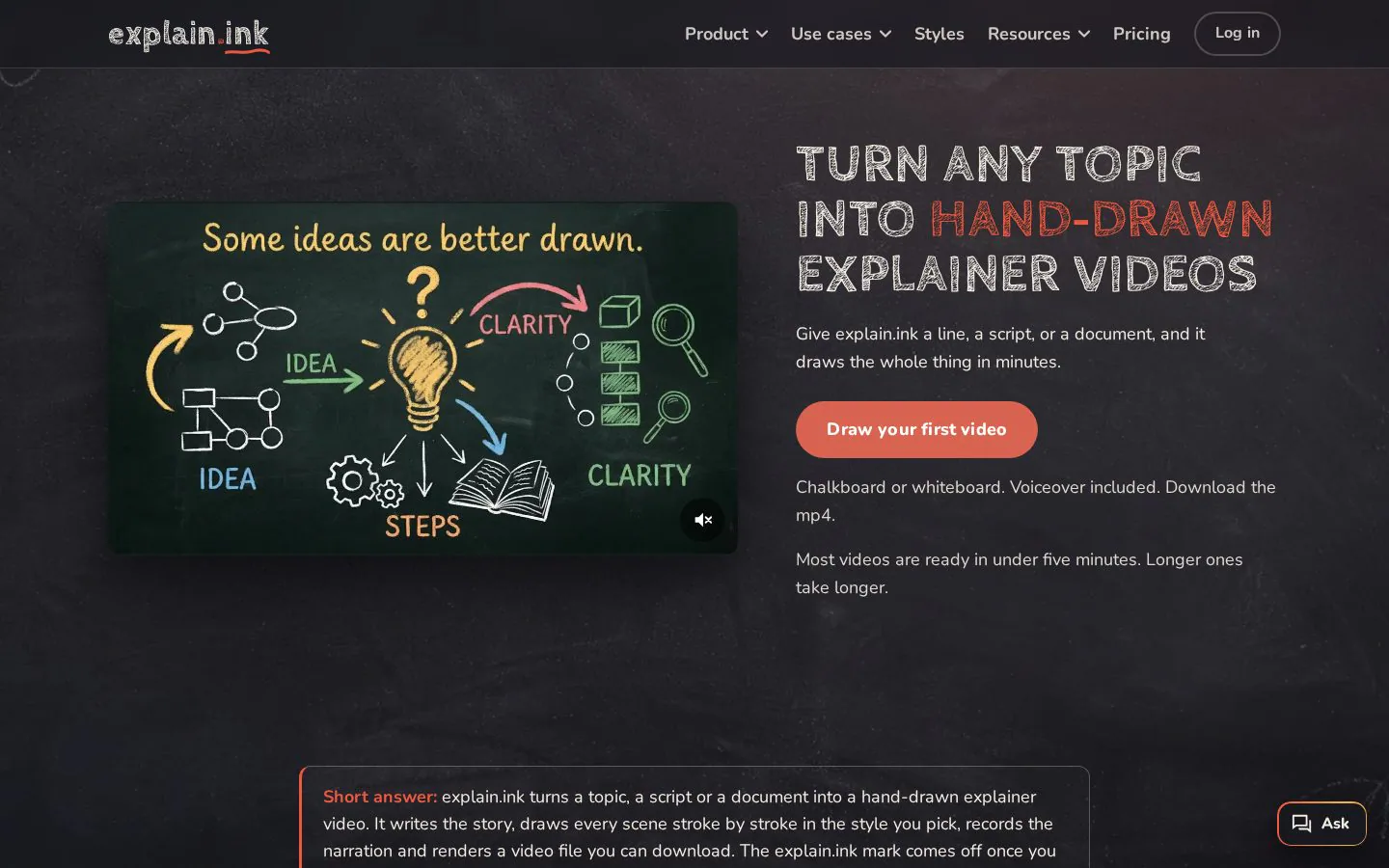Explain.ink website homepage