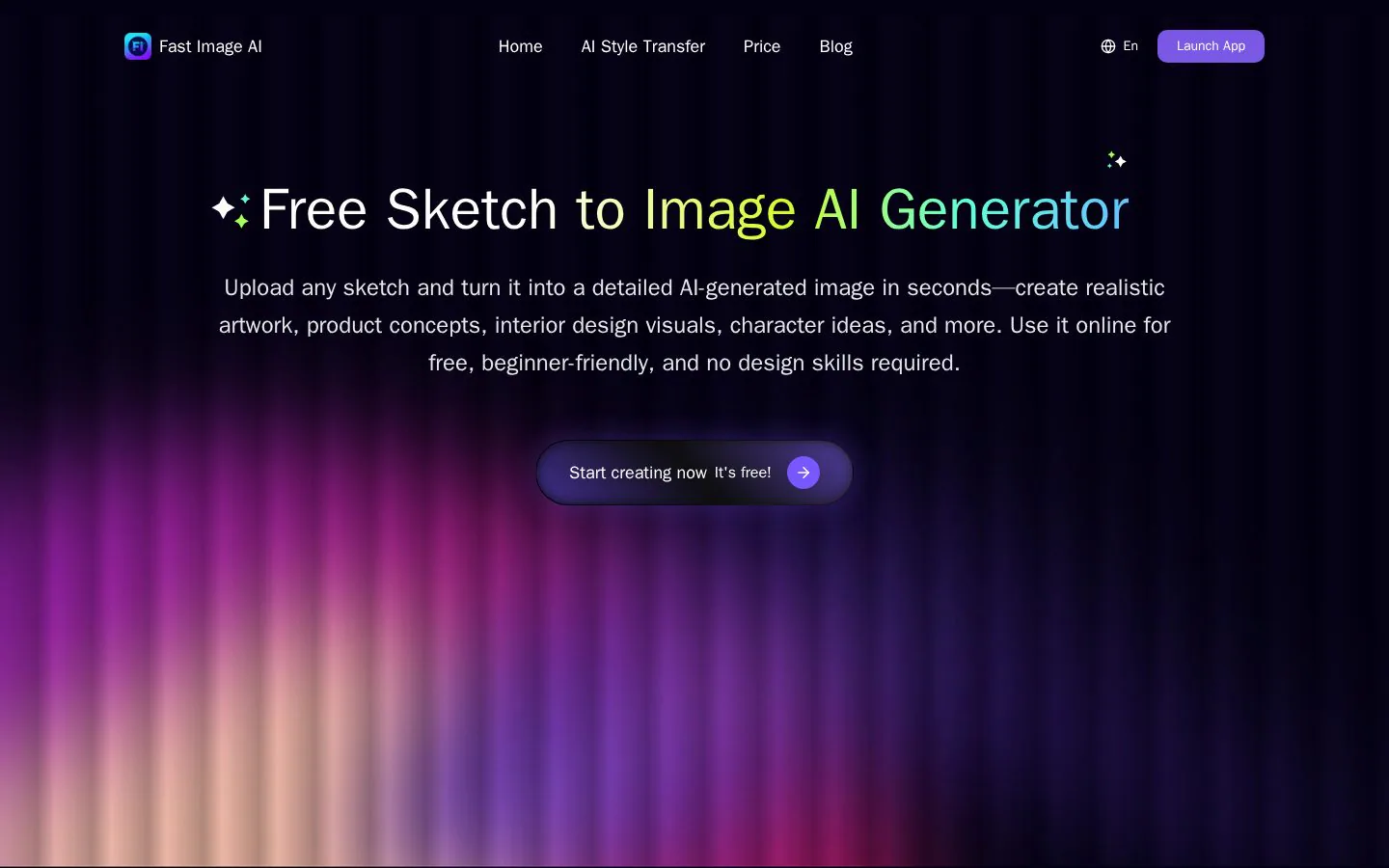 Fast Image AI Sketch to Image website homepage