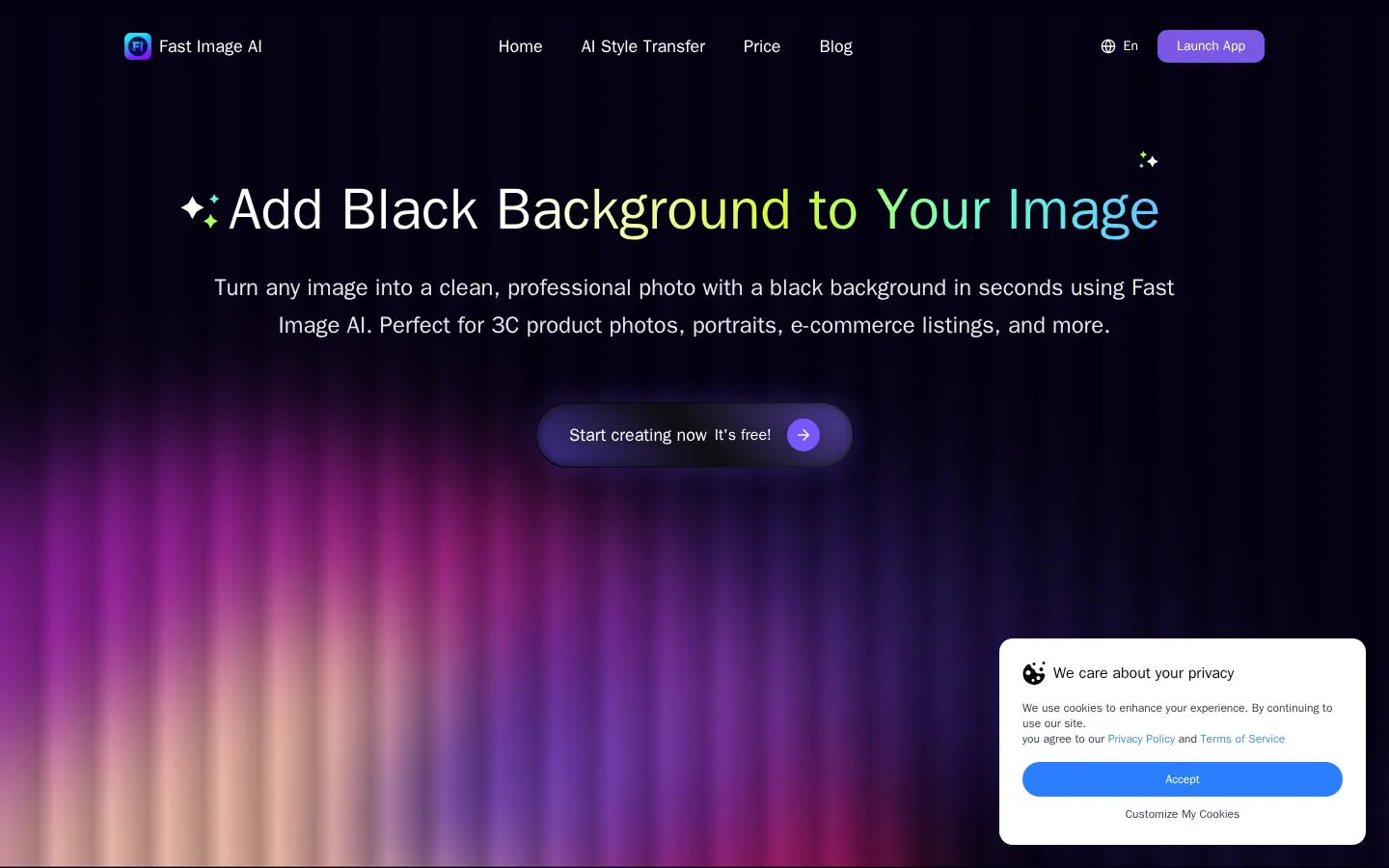 Fast Image AI website homepage